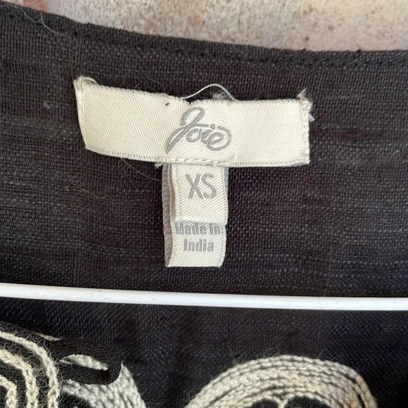 Joie Jaclyn Black 100% Silk Embroidered Balloon Sleeved Dress - Picture 8 of 10